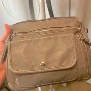 Grey Leather Crossbody Bag
